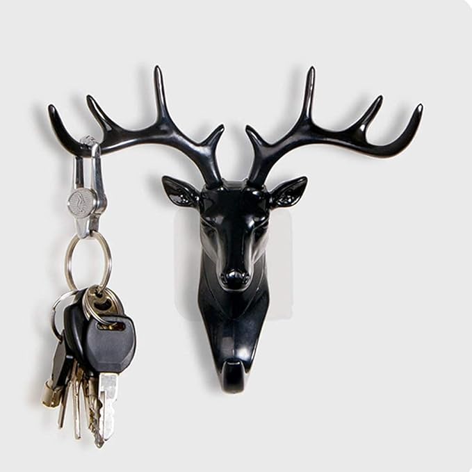 Stylish Adhesive Deer Head Key Holder - Pack of 3