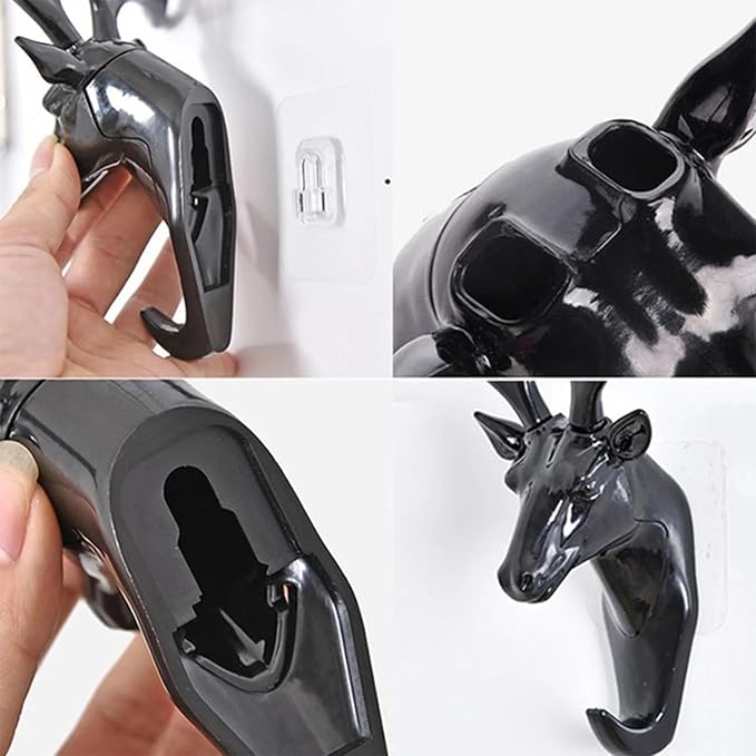 Stylish Adhesive Deer Head Key Holder - Pack of 3