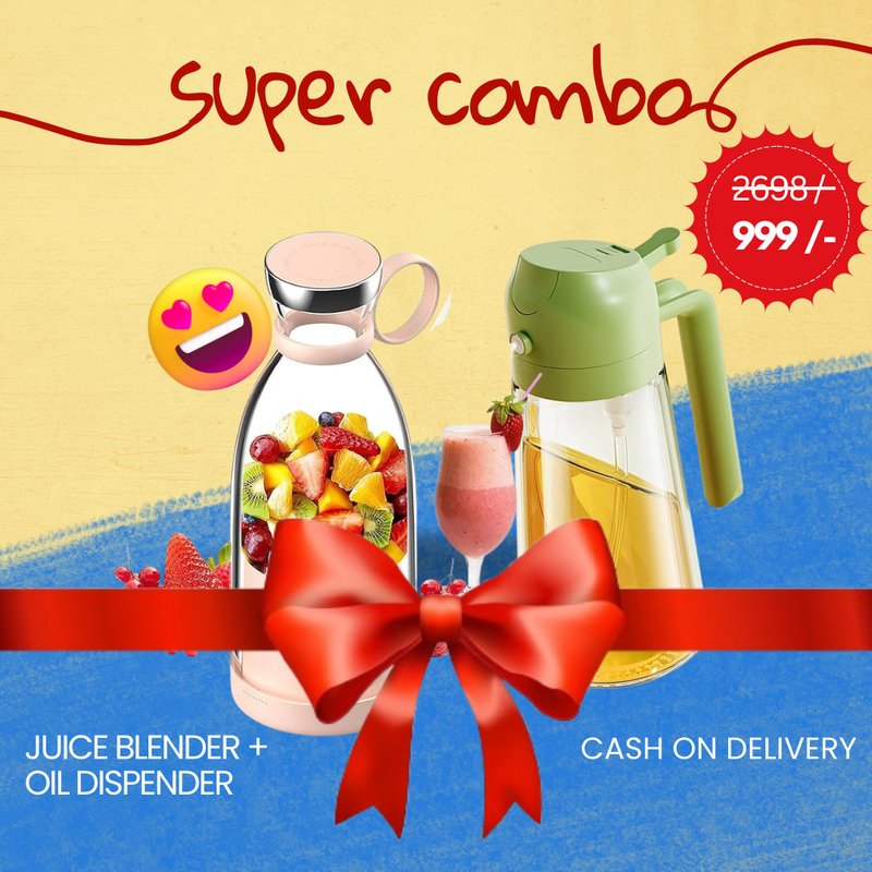 Dual-Function Kitchen Essentials Combo: 500ml Portable Oil Sprayer & Fresh Juice Blender