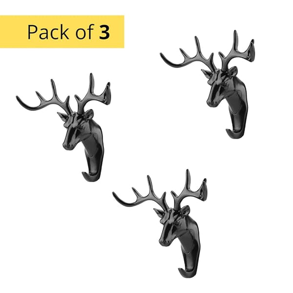 Stylish Adhesive Deer Head Key Holder - Pack of 3