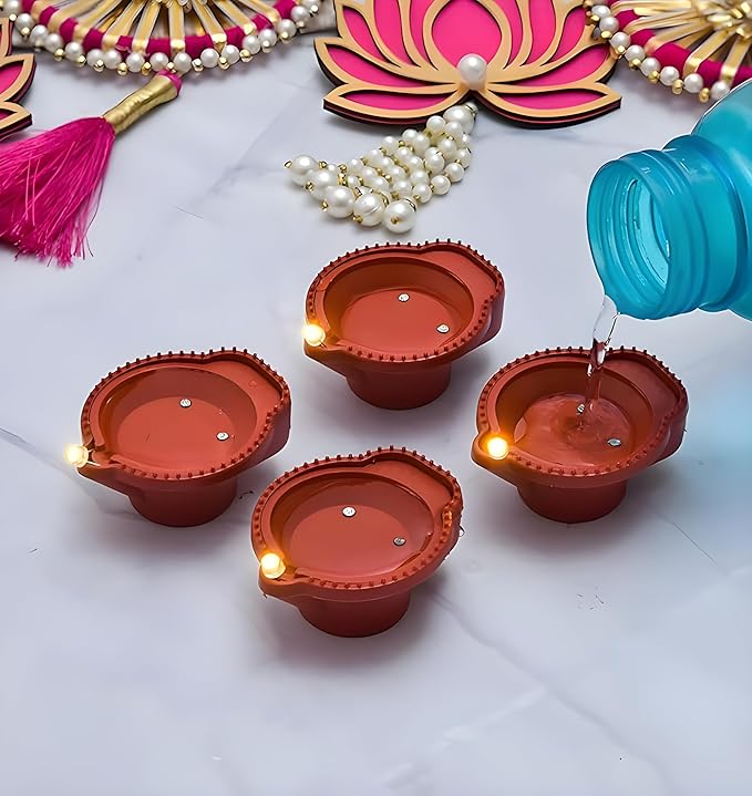 Water Sensor LED Diyas - Eco-Friendly, Battery Operated (Pack of 12)