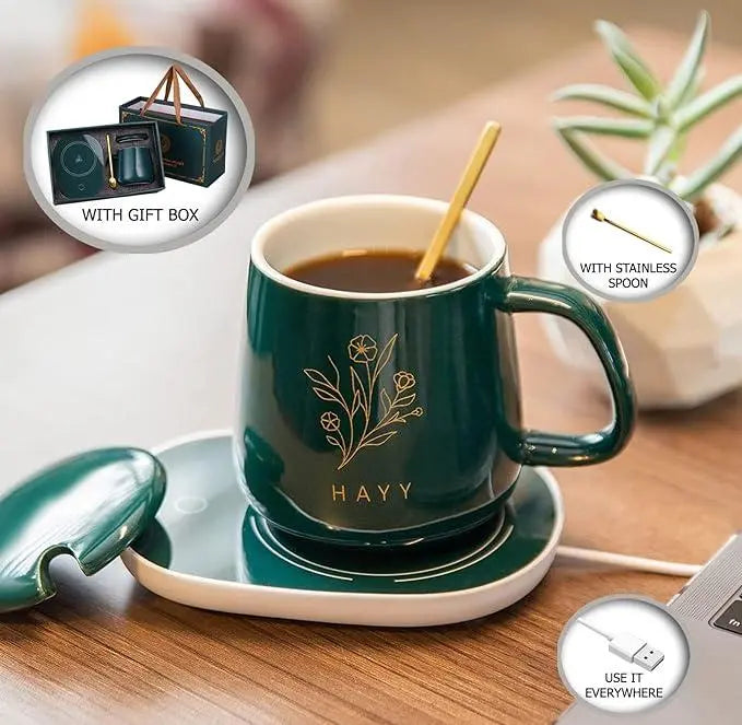 Electric Coffee Mug and Warmer Pad Set with Auto Shut-Off